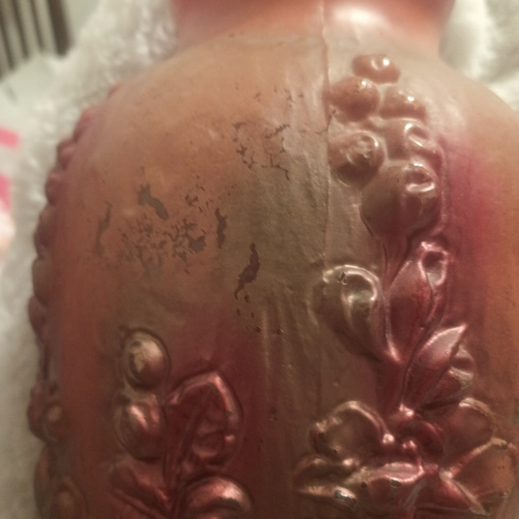 HP 9/9! Antique Victorian Large Goofus Glass Vase Two Birds Floral Background - Picture 13 of 15